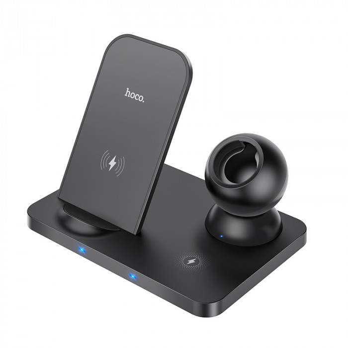 Беспроводное зарядное устройство HOCO CW33 Ultra-Charge 3-in-1, черный | Фото 1 из 2