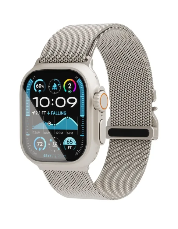 Ремешок из нержавеющей стали VLP Milanese Band Pro для Apple Watch 42/44/45 мм Титановый