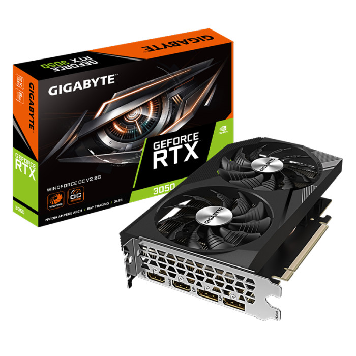 Видеокарта NVIDIA GeForce RTX 3050 Gigabyte 8Gb (GV-N3050WF2OCV2-8GD)
