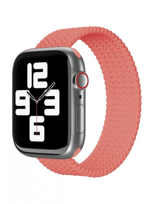 Ремешок нейлоновый плетёный VLP для Apple Watch 38/40/41 L/XL коралловый | Фото 1 из 4