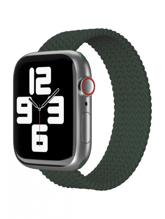 Ремешок нейлоновый плетёный VLP для Apple Watch 38/40/41 L/XL тёмно-зелёный | Фото 4 из 4