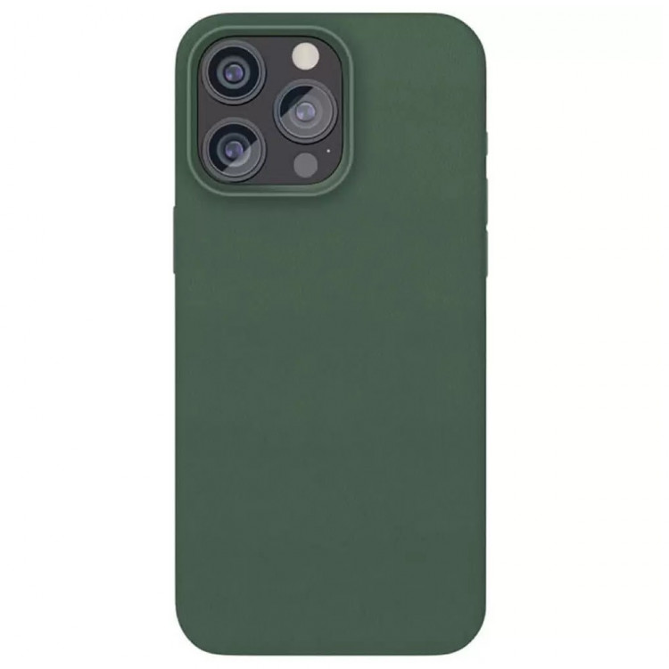 Чехол защитный VLP Ecopelle Case c MagSafe для iPhone 15 Pгo Темно-зеленый