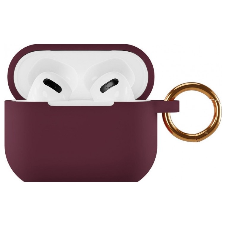 Чехол силиконовый VLP Soft Touch, с кольцом, для AirPods (3rd generation), марсала