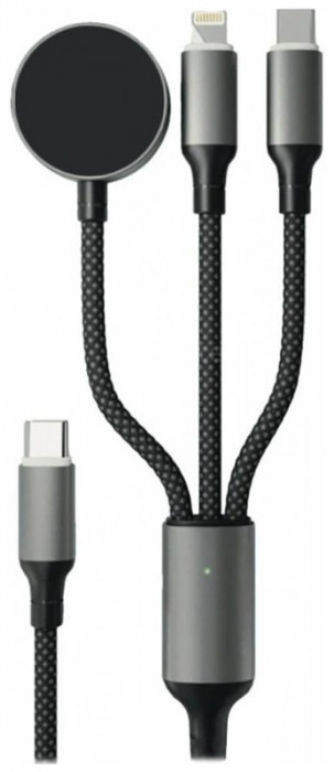 Кабель VLP Dragon Cable 3 in 1 USB C-USB-C+Lightning+Watch, 1.2м, черный | Фото 2 из 2