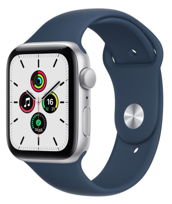 Умные часы Apple Watch SE GPS 44mm Aluminum Case with Sport Band Серебристый/синий