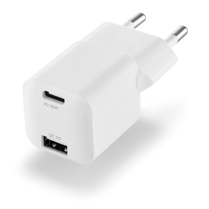 Сетевое зарядное устройство uBear Pulse Dual, GaN, 30 Вт, White | Фото 1 из 4