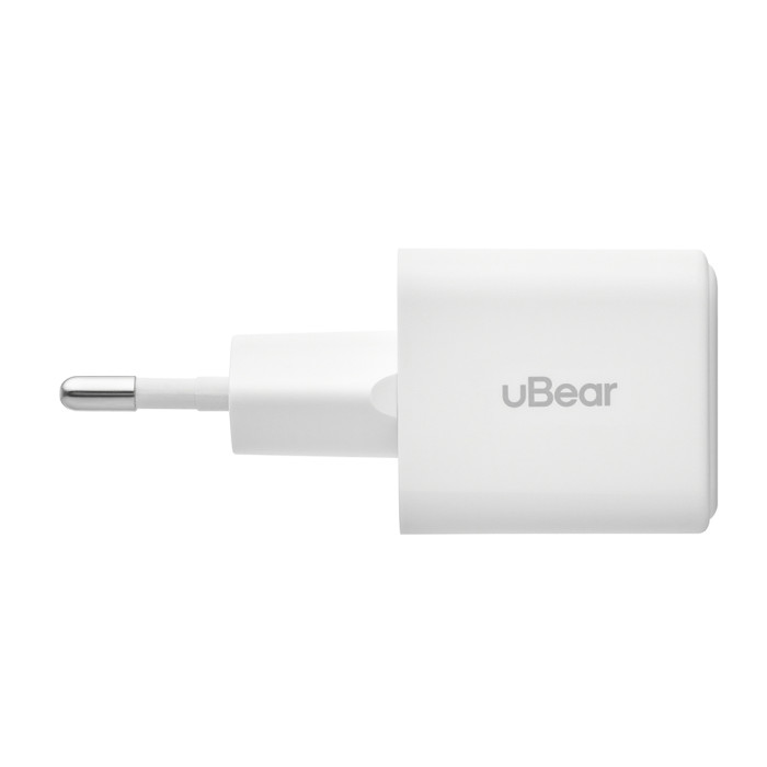 Cетевое зарядное устройство uBear Bridge USB-C, 30 Вт, GaN + Super Fast Charging, White | Фото 3 из 5