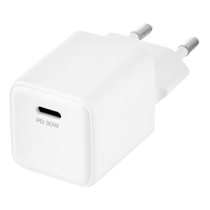Cетевое зарядное устройство uBear Bridge USB-C, 30 Вт, GaN + Super Fast Charging, White | Фото 1 из 5