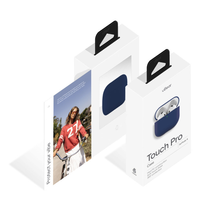 Чехол uBear для AirPods 4 Touch Pro Case, 1,2 мм, PC+силикон, усиленный, Темно-Синий | Фото 5 из 5