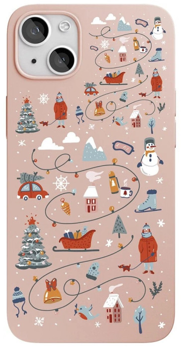 Чехол защитный VLP Art Collection iPhone 13 Winter светло-розовый | Фото 1 из 2