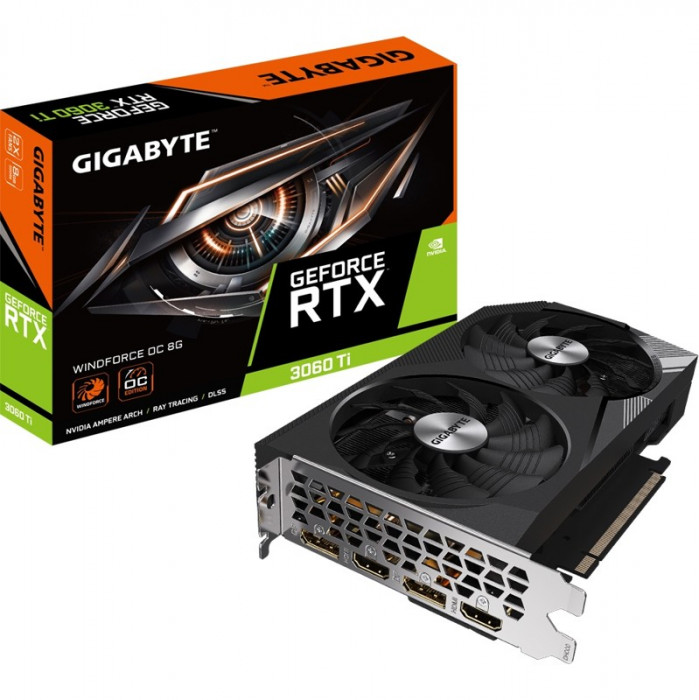 Видеокарта GIGABYTE GeForce RTX 3060 Ti WINDFORCE OC 8G (GV-N306TWF2OC-8GD), Retail | Фото 1 из 9